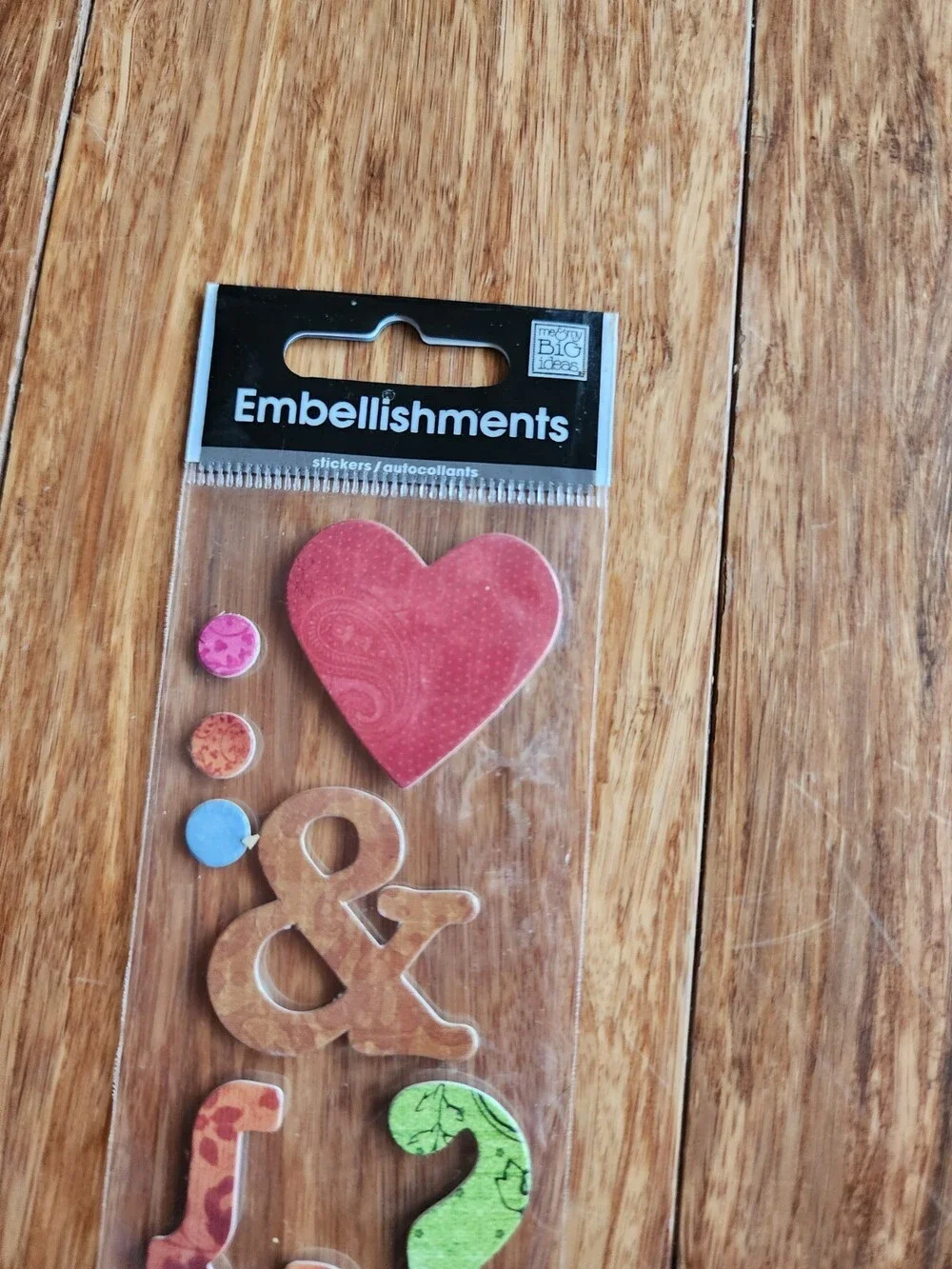 Scrapbook MAMBI Kit Embellishments Stickers Hearts Shapes New Retired #17